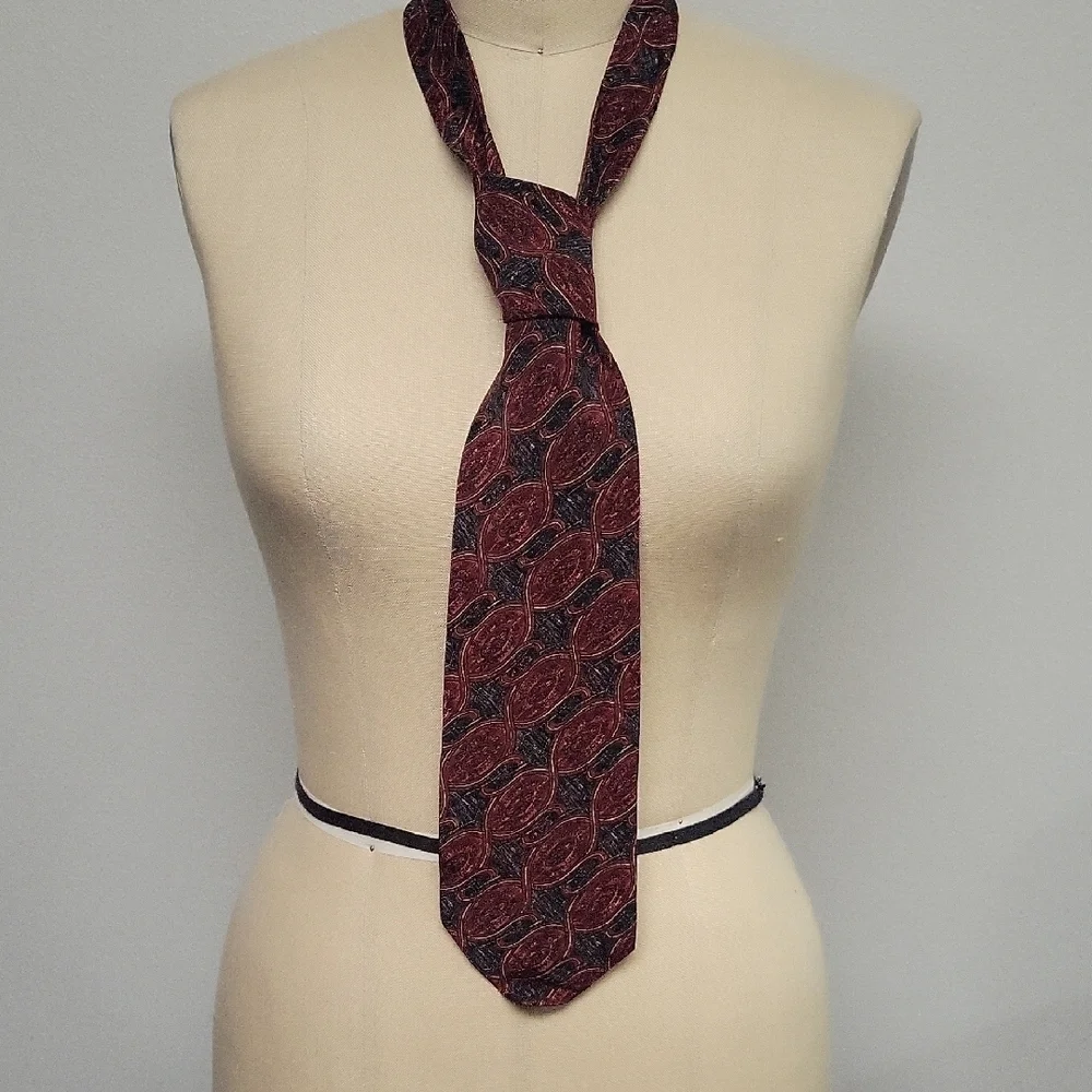 Valentino Elegant Burgundy and Navy Men's Tie